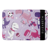 宇宙恐竜、可愛い恐竜、星、あなたの名前 バスマット (正面)