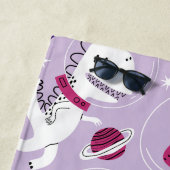 宇宙恐竜、可愛い恐竜、星、あなたの名前 ビーチタオル (インサイチュ)