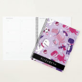 宇宙恐竜、可愛い恐竜、星、あなたの名前 プランナー手帳 (ディスプレー)