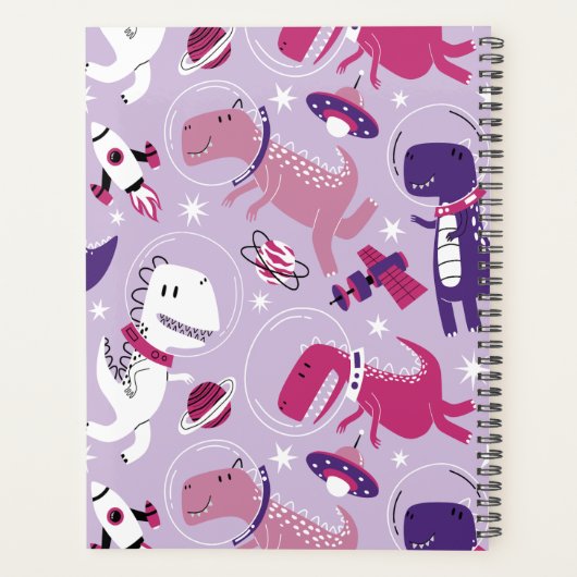 宇宙恐竜、可愛い恐竜、星、あなたの名前 プランナー手帳 (裏面)