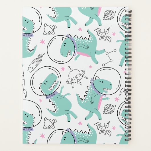 宇宙恐竜、可愛い恐竜、星、あなたの名前 プランナー手帳 (裏面)