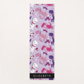 宇宙恐竜、可愛い恐竜、星、あなたの名前 ヨガマット (正面)