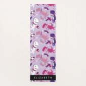 宇宙恐竜、可愛い恐竜、星、あなたの名前 ヨガマット (裏面)