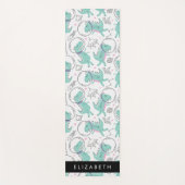 宇宙恐竜、可愛い恐竜、星、あなたの名前 ヨガマット (正面)