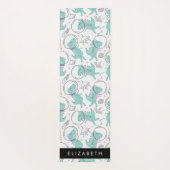 宇宙恐竜、可愛い恐竜、星、あなたの名前 ヨガマット (裏面)