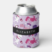 宇宙恐竜、可愛い恐竜、星、あなたの名前 缶クーラー (缶正面)