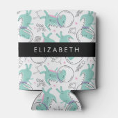 宇宙恐竜、可愛い恐竜、星、あなたの名前 缶クーラー (裏面)