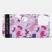 宇宙恐竜、可愛い恐竜、星、あなたの名前 Case-Mate iPhoneケース (裏面 (横))