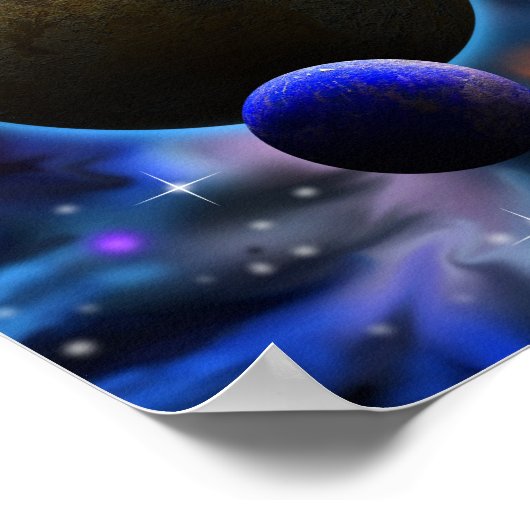 宇宙惑星と星 ポスター (角)