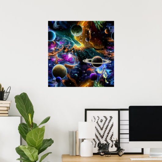 宇宙惑星と星 ポスター (ホームオフィス)