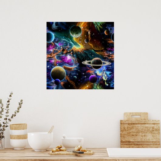 宇宙惑星と星 ポスター (キッチン)