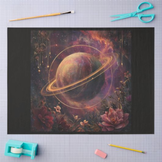 宇宙惑星と結晶シリーズデザイン6 薄葉紙 (クラフト)