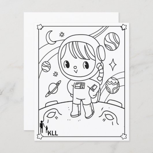 宇宙惑星の探査カラーリングページ (正面/裏面)