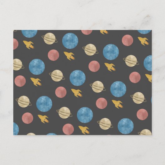 宇宙惑星の水色4th誕生日の写真 ポストカード (裏面)