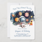 宇宙惑星の男の子の1歳の誕生日招待状 招待状 (正面)
