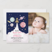 宇宙惑星ガールファースト誕生日招待状 招待状 (正面)