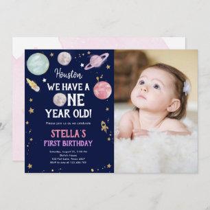 宇宙惑星ガールファースト誕生日招待状 招待状