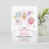 宇宙惑星ガールファースト誕生日招待状 招待状 (スタンド正面)