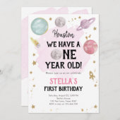 宇宙惑星ガールファースト誕生日招待状 招待状 (正面/裏面)