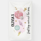 宇宙惑星ガールファースト誕生日背景 横断幕 (縦)