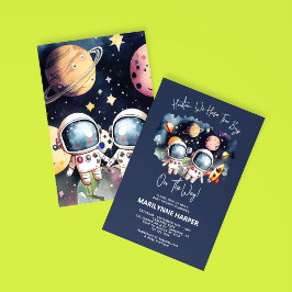 宇宙惑星ツインボーイズベビーシャワー 招待状