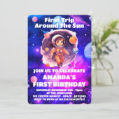 宇宙惑星ピンクガールファースト誕生日 招待状 (スタンド正面)