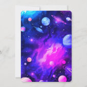 宇宙惑星ピンクガールファースト誕生日 招待状 (裏面)