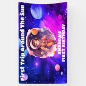 宇宙惑星ピンクガールファースト誕生日 横断幕 (縦)