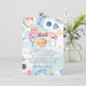 宇宙惑星ピンクガールベビーシャワーサンキューカード 招待状 (スタンド正面)