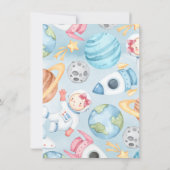 宇宙惑星ピンクガールベビーシャワーサンキューカード 招待状 (裏面)