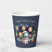 宇宙惑星ブルー誕生日 紙コップ (正面)