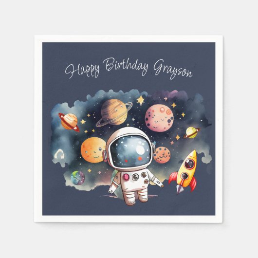 宇宙惑星ブルー スタンダードカクテルナプキン (正面)