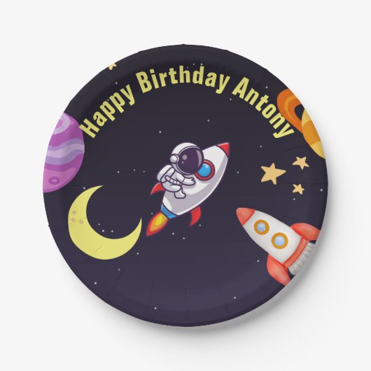 宇宙惑星ブルー ペーパープレート (正面)