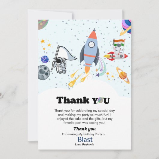 宇宙惑星ボーイバースデーサンキューカード 案内状 (正面)