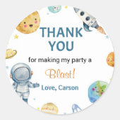 宇宙惑星ボーイバースデーパーティーのシール ラウンドシール (正面)