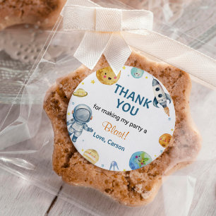 宇宙惑星ボーイバースデーパーティーのシール ラウンドシール