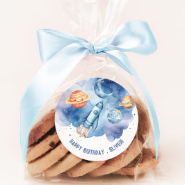 宇宙惑星ボーイバースデーパーティー ラウンドシール