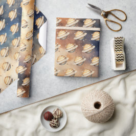 宇宙惑星ボーイファースト誕生日土星 ラッピングペーパー