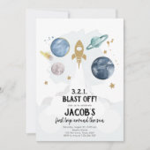 宇宙惑星ボーイファースト誕生日招待状 招待状 (正面)