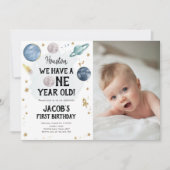 宇宙惑星ボーイファースト誕生日招待状 招待状 (正面)