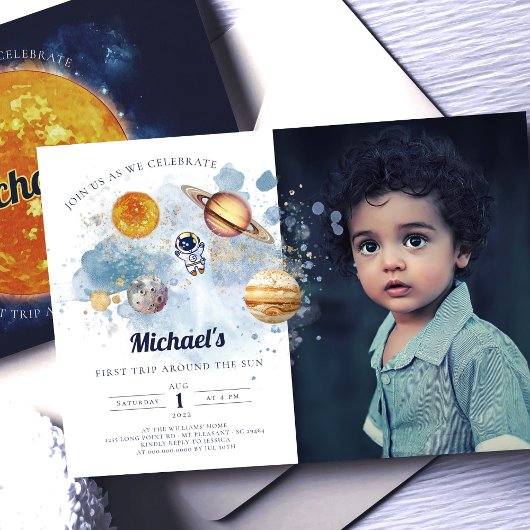 宇宙惑星ボーイファースト誕生日招待状 招待状