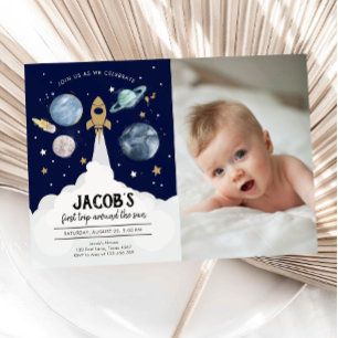 宇宙惑星ボーイファースト誕生日招待状 招待状