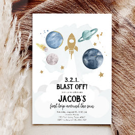 宇宙惑星ボーイファースト誕生日招待状 招待状