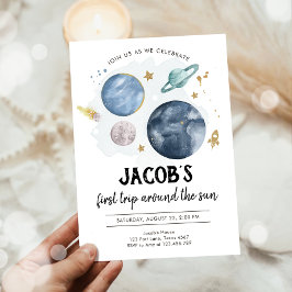 宇宙惑星ボーイファースト誕生日招待状 招待状