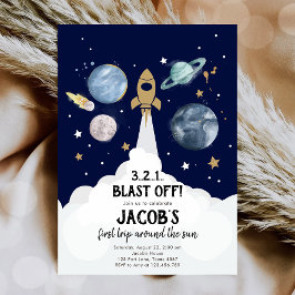 宇宙惑星ボーイファースト誕生日招待状 招待状
