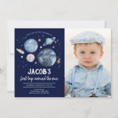 宇宙惑星ボーイファースト誕生日招待状 招待状 (正面)