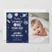 宇宙惑星ボーイファースト誕生日招待状 招待状 (正面)