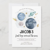 宇宙惑星ボーイファースト誕生日招待状 招待状 (正面)