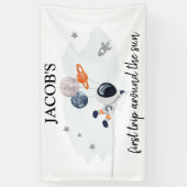 宇宙惑星ボーイファースト誕生日背景 横断幕 (縦)