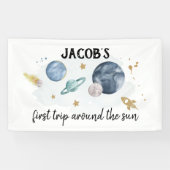 宇宙惑星ボーイファースト誕生日背景 横断幕 (横)